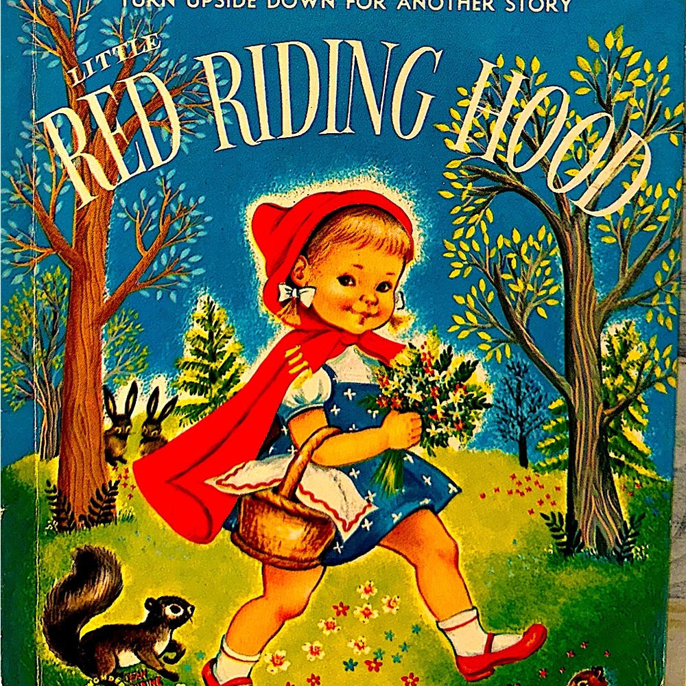 1954 FAIRY TALE “LITTLE RED RIDING HOOD”&”THREE LITTLE PIGS”2 IN 1 WONDER BOOK